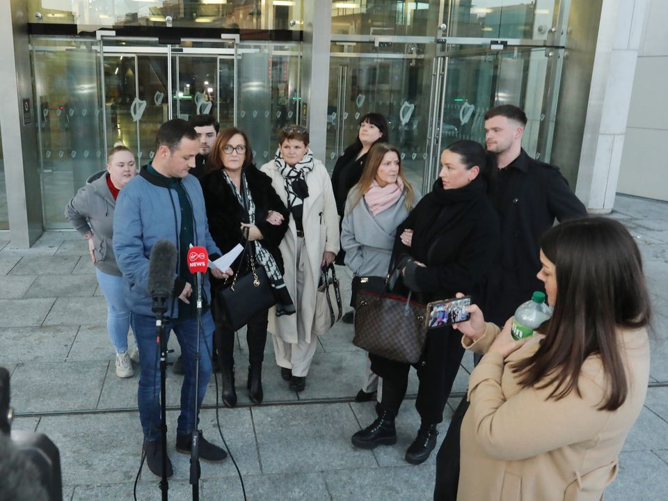 Gary Messett speaking to the meadi outside the Courts this afternoon.Gerard Cervi (36) was  found guilty of murdering father-of-three Bobby Messett