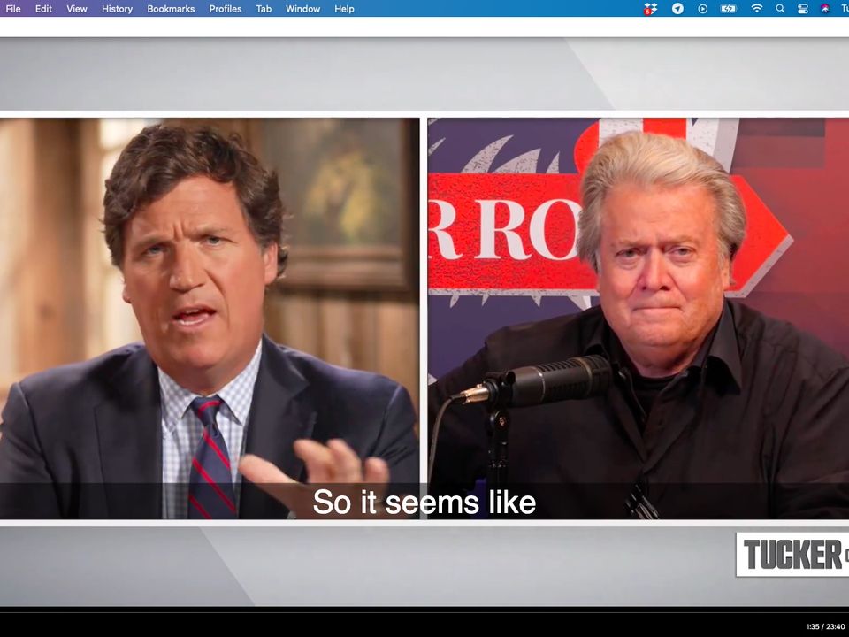 Tucker Carlson (left) and Steve Bannon